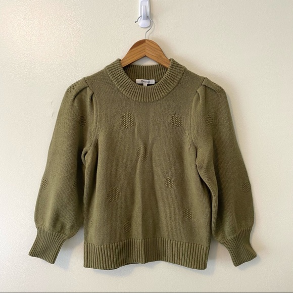Madewell Eaton Dotted puffSleeve Pullover Sweater - Picture 9 of 13